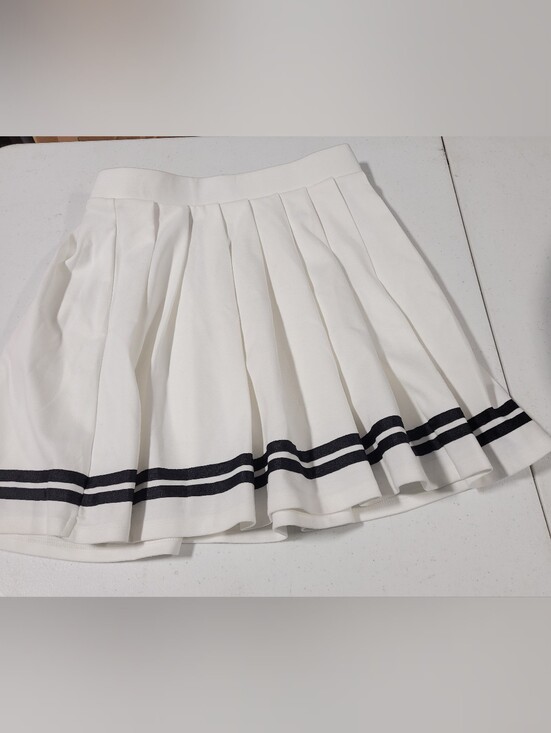 wild fable Dresses & Skirts - wild fable White Pleated Mini Skirt with Black Hem Stripes